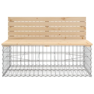 Bancă de grădină, design gabion, 347x71x65,5cm, lemn masiv pin - Img 5