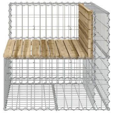 Bancă de grădină design gabion 92x71x65,5 cm lemn pin impregnat - Img 4