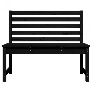 Bancă de grădină, negru, 109 cm, lemn masiv de pin - Img 4
