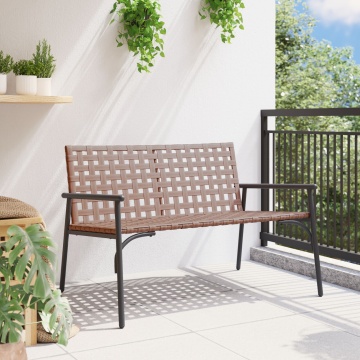 Bancă de Grădină Negru 113x79x75 cm Ratan Poli - Img 3