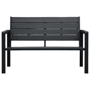 Bancă de grădină, negru, 120 cm, aspect de lemn, HDPE - Img 2