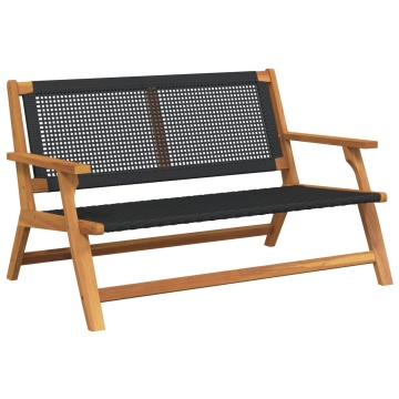 bancă de grădină Negru 122x76x73,5 cm Lemn masiv de acacia - Img 2