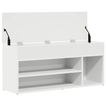 Bancă de pantofi, alb, 102x30,5x45 cm, lemn prelucrat - Img 6