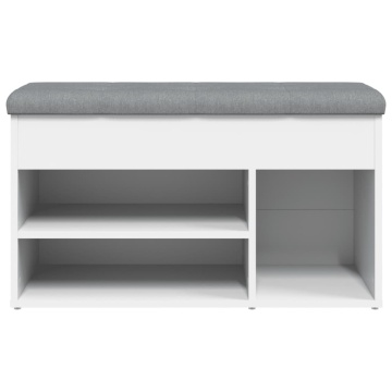 Bancă de pantofi, alb, 82x32x45,5 cm, lemn prelucrat - Img 5