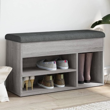 Bancă de pantofi, gri sonoma, 82x32x45,5 cm, lemn prelucrat - Img 1