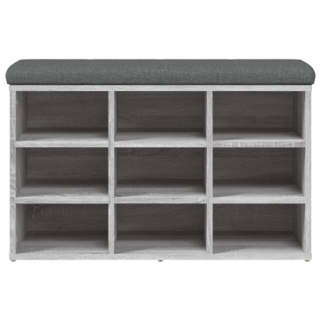 Bancă de pantofi, gri sonoma, 82x32x50 cm, lemn prelucrat - Img 8
