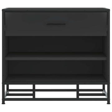 Bancă de pantofi neagră 60x40x53,5 cm lemn și metal prelucrat - Img 4