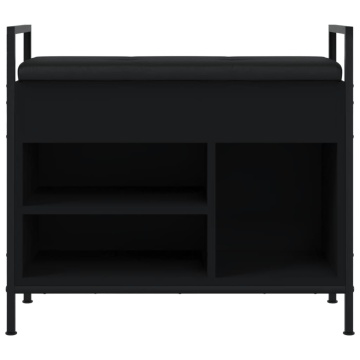 Bancă de pantofi, negru, 65,5x32x57,5 cm, lemn prelucrat - Img 5