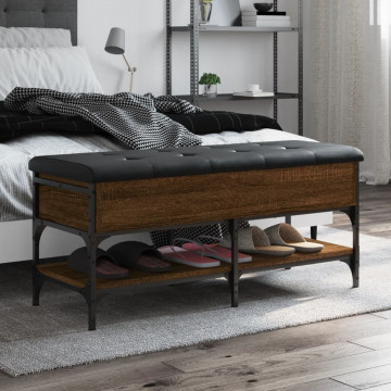 Bancă de pantofi, stejar maro, 102x42x45 cm, lemn prelucrat - Img 1