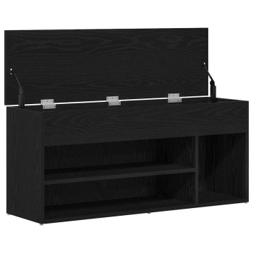 Bancă de pantofi Stejar negru 102x30,5x45 cm Lemn prelucrat - Img 4