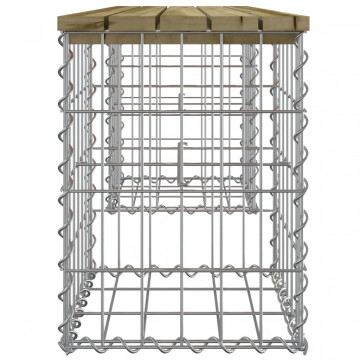 Bancă grădină, design gabion, 103x31x42 cm, lemn pin impregnat - Img 4