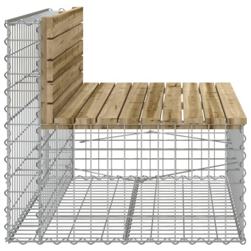 Bancă grădină, design gabion, 103x70x65 cm, lemn pin impregnat - Img 4
