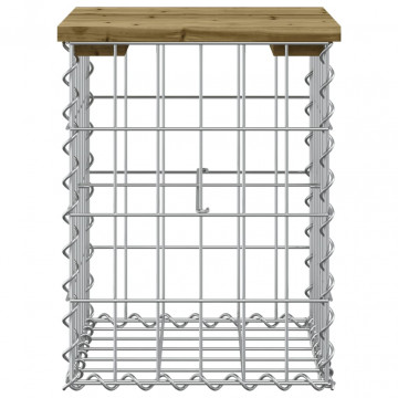Bancă grădină, design gabion, 33x31x42 cm, lemn pin impregnat - Img 3