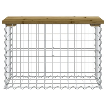 Bancă grădină, design gabion, 63x31,5x42 cm, lemn pin impregnat - Img 3