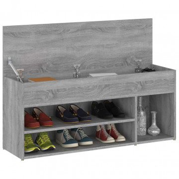 Bancă pentru pantofi gri sonoma 105x30x45 cm lemn prelucrat - Img 3