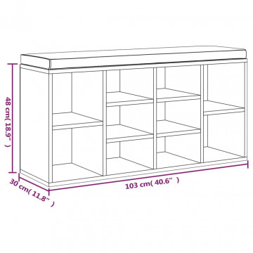 Bancă pentru pantofi stejar maro 103x30x48 cm lemn prelucrat - Img 6