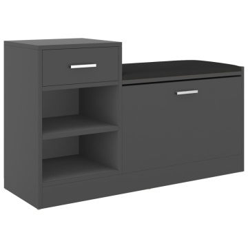 Banchetă pantofar, gri, 94,5x31x57 cm, lemn prelucrat - Img 2