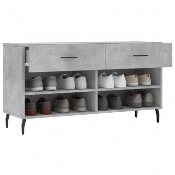 Bancheta pantofar, gri beton, 102x35x55 cm, lemn prelucrat - Img 4