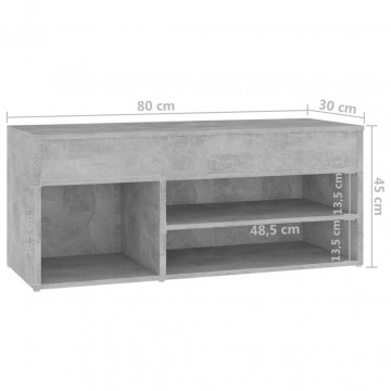 Banchetă pantofar, gri beton, 80x30x45 cm, PAL - Img 7