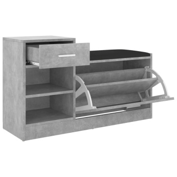 Banchetă pantofar, gri beton, 94,5x31x57 cm, lemn prelucrat - Img 5