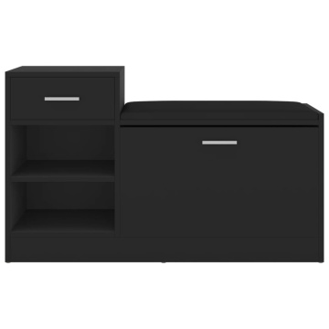 Banchetă pantofar, negru, 94,5x31x57 cm, lemn prelucrat - Img 3