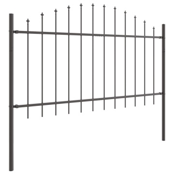 Bariere de grădină cu vârf semicircular, Gri, 1,7 x 1 m, din oțel - Img 3
