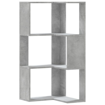 Bibliotecă 3 niveluri gri beton 50x50x102 cm lemn prelucrat - Img 2