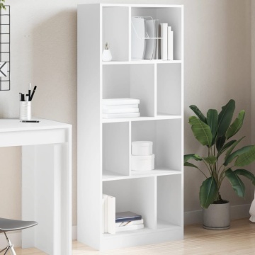Bibliotecă, alb, 57x28,5x141 cm, lemn prelucrat - Img 1