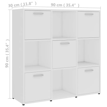 Bibliotecă, alb, 90 x 30 x 90 cm, PAL - Img 11