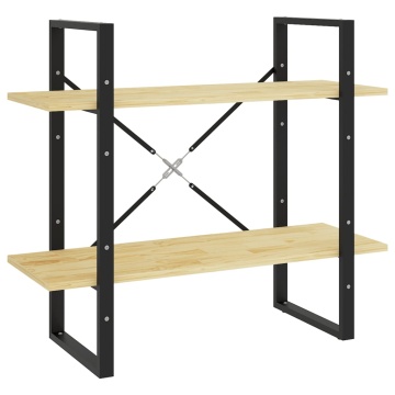 Bibliotecă cu 2 rafturi, 80x30x70 cm, lemn masiv de pin - Img 2