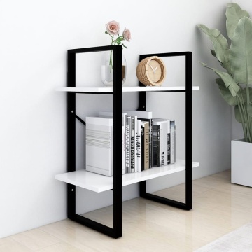 Bibliotecă cu 2 rafturi, alb, 60x30x70 cm, PAL - Img 3