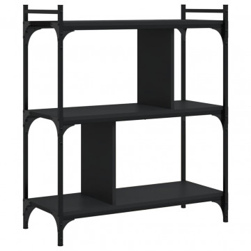 Bibliotecă cu 3 niveluri, negru, 76x32x88 cm, lemn prelucrat - Img 2