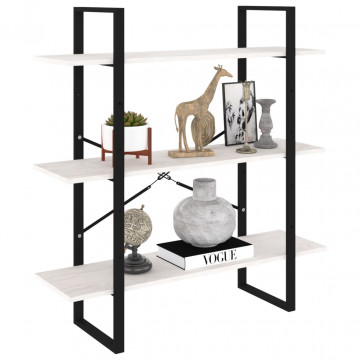 Bibliotecă cu 3 rafturi, alb, 100x30x105 cm, lemn masiv de pin - Img 3