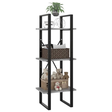 Bibliotecă cu 3 rafturi, gri beton, 40x30x105 cm, PAL - Img 4