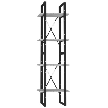 Bibliotecă cu 4 niveluri gri sonoma 40x30x140 cm lemn compozit - Img 2