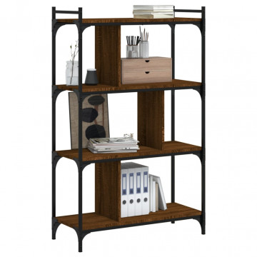 Bibliotecă cu 4 niveluri stejar maro 76x32x123 cm lemn compozit - Img 3