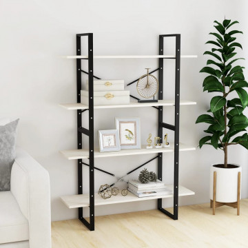 Bibliotecă cu 4 rafturi, alb, 100x30x140 cm, lemn masiv de pin - Img 3