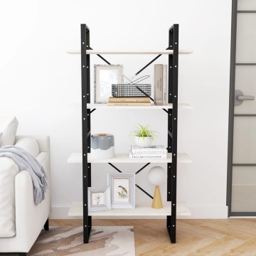 Bibliotecă cu 4 rafturi, alb, 80x30x140 cm, lemn masiv de pin - Img 3
