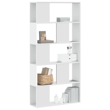 Bibliotecă cu 5 niveluri, alb 80,5x23,5x162,5 cm lemn prelucrat - Img 1