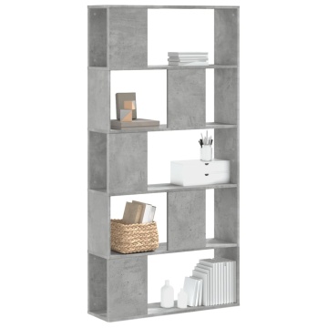Bibliotecă cu 5 niveluri gri beton 80,5x23,5x162,5 cm lemn - Img 1