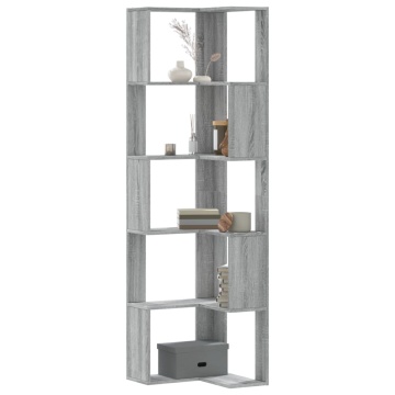 Bibliotecă cu 5 niveluri gri sonoma 50x50x179 cm lemn prelucrat - Img 1