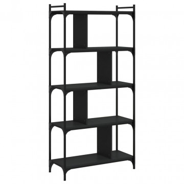 Bibliotecă cu 5 niveluri, negru, 76x32x158 cm, lemn prelucrat - Img 5