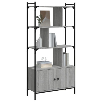 Bibliotecă cu uși gri sonoma 76,5x30x154,5 cm lemn compozit - Img 3
