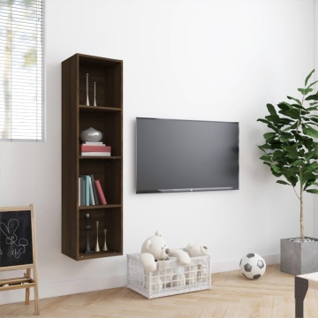 Bibliotecă/dulap TV stejar maro 143x30x36 cm lemn prelucrat - Img 3