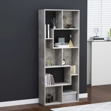 Bibliotecă, gri beton, 67x24x161 cm, PAL - Img 1