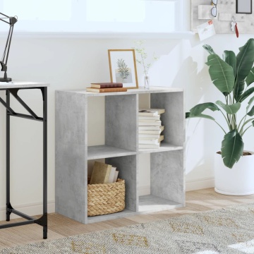Bibliotecă, gri beton, 68,5x32x68,5 cm, lemn prelucrat - Img 3