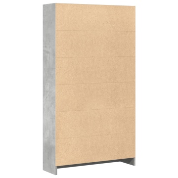 Bibliotecă, gri beton, 80x24x143 cm, lemn prelucrat - Img 5