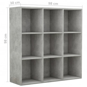 Bibliotecă, gri beton, 98 x 30 x 98 cm, PAL - Img 5
