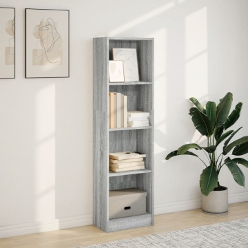 Bibliotecă, gri sonoma, 40x24x143 cm, lemn prelucrat - Img 3