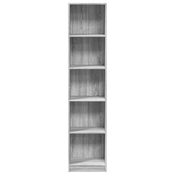 Bibliotecă, gri sonoma, 40x24x176 cm, lemn prelucrat - Img 4